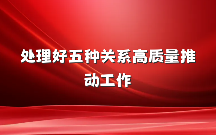 处理好五种关系　高质量推动工作