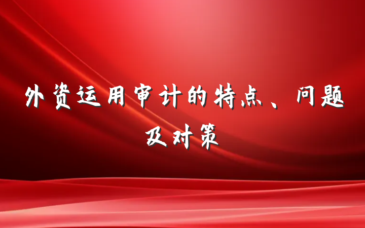 外资运用审计的特点、问题及对策