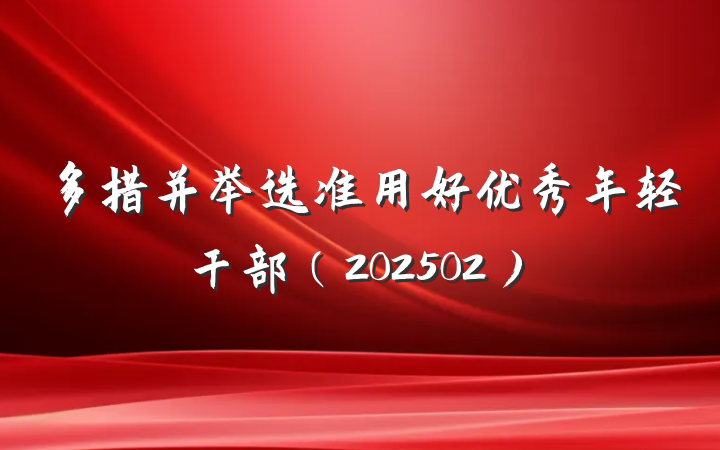 多措并举选准用好优秀年轻干部（202502）