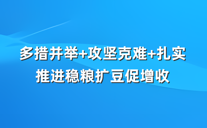 多措并举 攻坚克难 扎实推进稳粮扩豆促增收