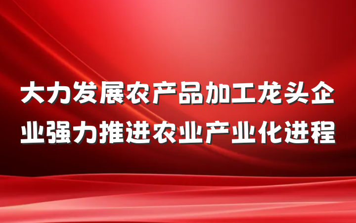 大力发展农产品加工龙头企业强力推进农业产业化进程
