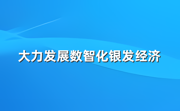 大力发展数智化银发经济