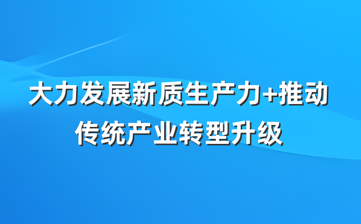 大力发展新质生产力 推动传统产业转型升级