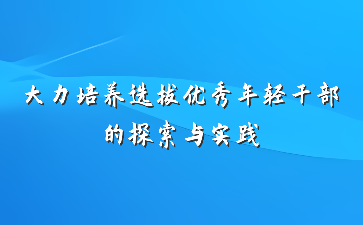 大力培养选拔优秀年轻干部的探索与实践