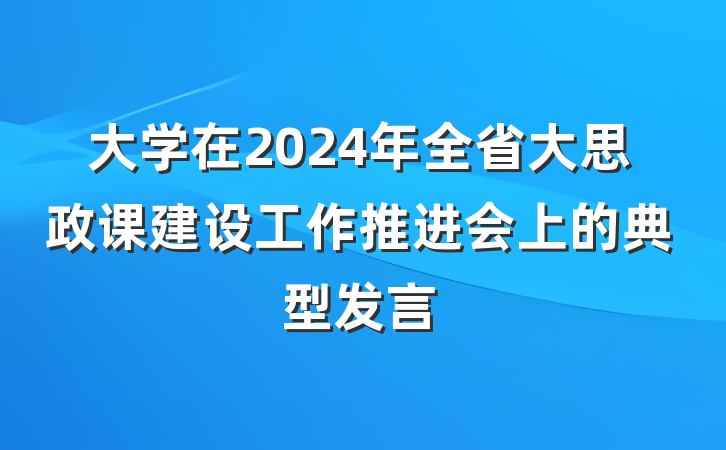 大学在2024年全省大思政课建设工作推进会上的典型发言
