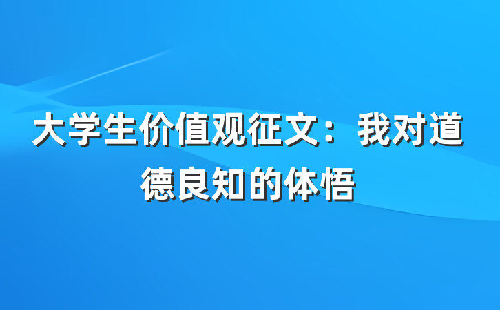 大学生价值观征文：我对道德良知的体悟