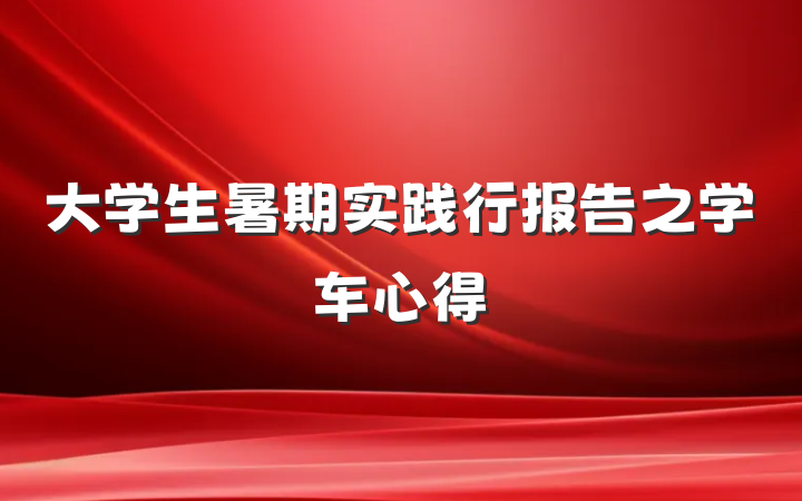 大学生暑期实践行报告之学车心得
