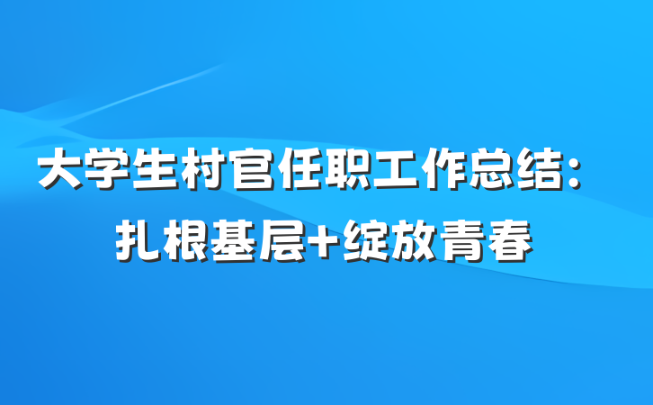 大学生村官任职工作总结：扎根基层 绽放青春