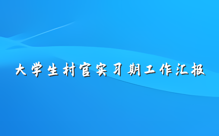 大学生村官实习期工作汇报