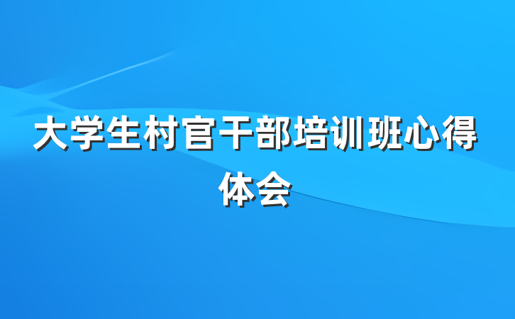 大学生村官干部培训班心得体会