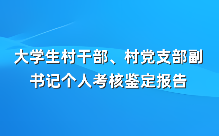 大学生村干部、村党支部副书记个人考核鉴定报告