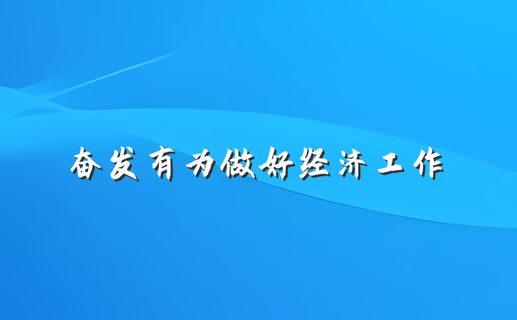 奋发有为做好经济工作