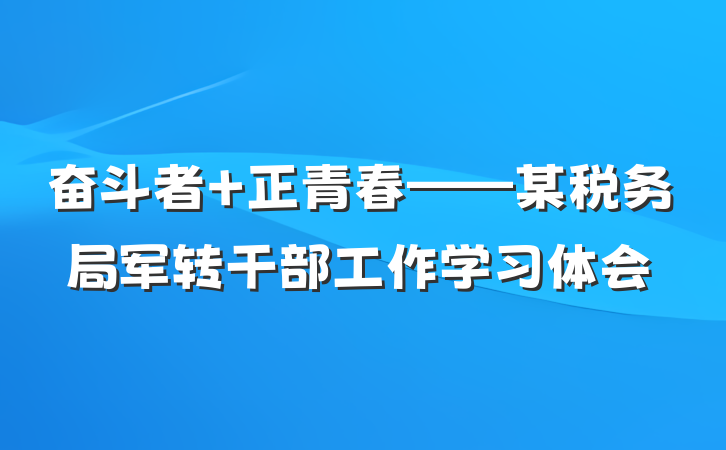 奋斗者 正青春——某税务局军转干部工作学习体会