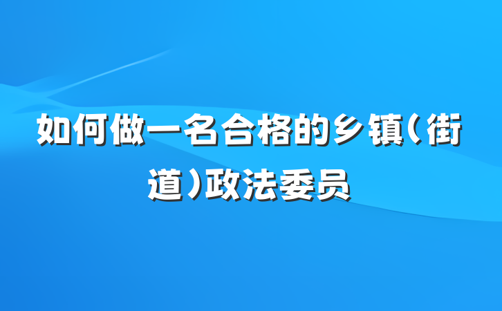 如何做一名合格的乡镇（街道）政法委员
