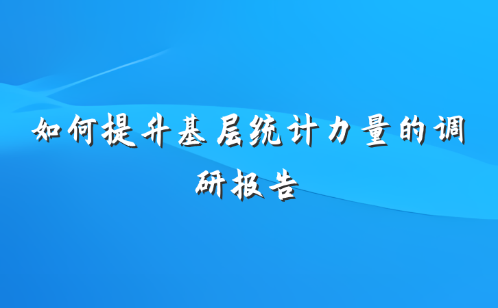 如何提升基层统计力量的调研报告
