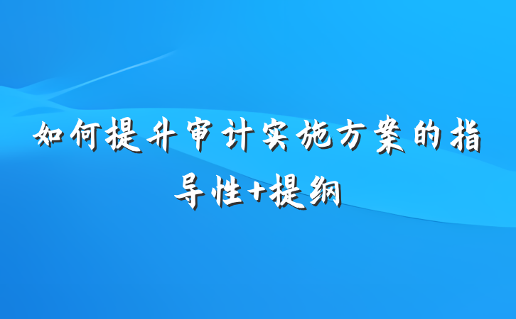 如何提升审计实施方案的指导性 提纲