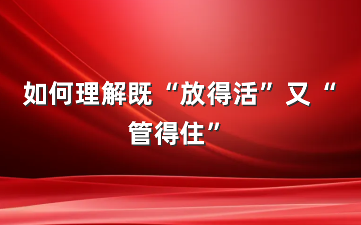 如何理解既“放得活”又“管得住”