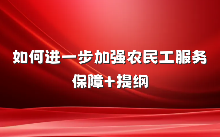 如何进一步加强农民工服务保障 提纲