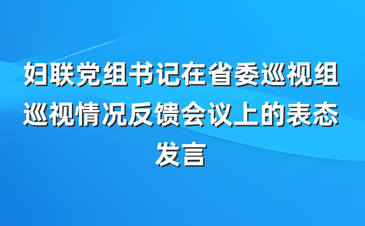 妇联党组书记在省委巡视组巡视情况反馈会议上的表态发言