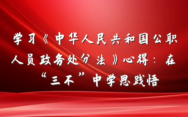 学习《中华人民共和国公职人员政务处分法》心得：在“三不”中学思践悟