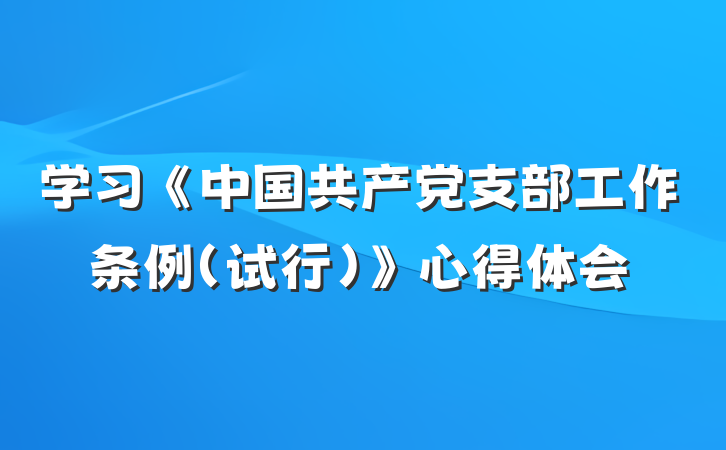 学习《中国共产党支部工作条例（试行）》心得体会
