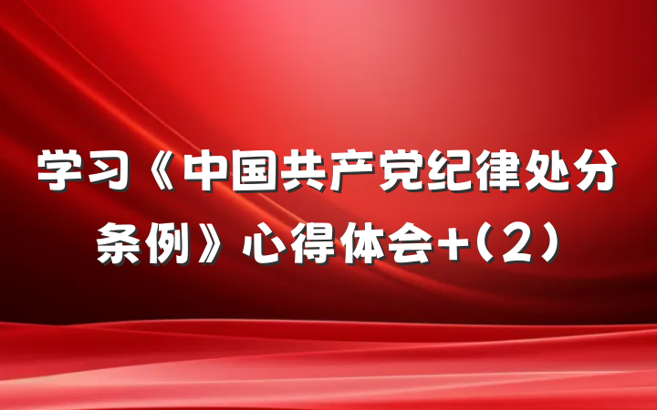 学习《中国共产党纪律处分条例》心得体会 (2)