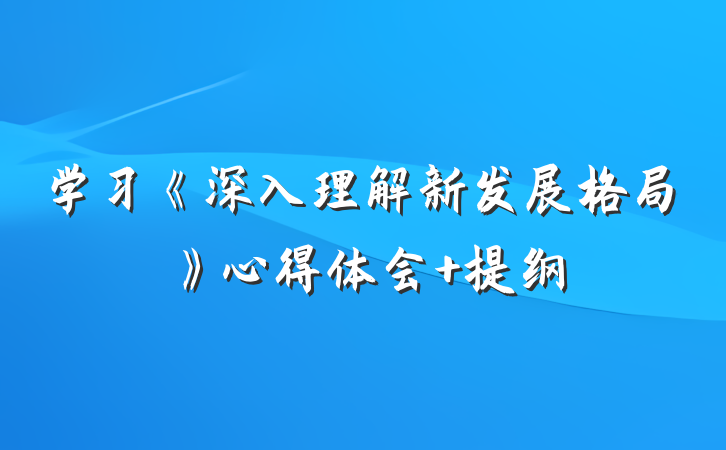 学习《深入理解新发展格局》心得体会 提纲