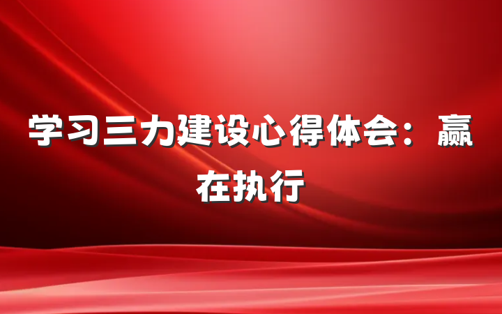 学习三力建设心得体会：赢在执行