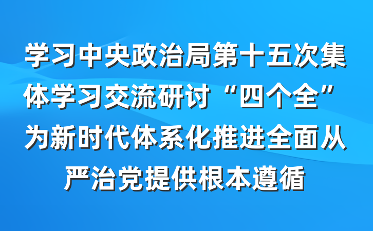学习中央政治局第十五次集体学习交流研讨“四个全”为新时代体系化推进全面从严治党提供根本遵循