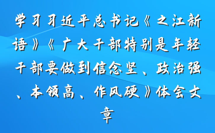 学习习近平总书记《之江新语》《广大干部特别是年轻干部要做到信念坚、政治强、本领高、作风硬》体会文章