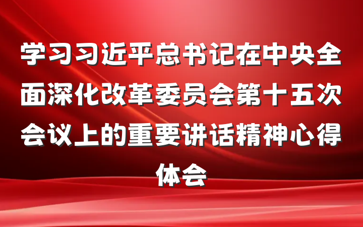 学习习近平总书记在中央全面深化改革委员会第十五次会议上的重要讲话精神心得体会
