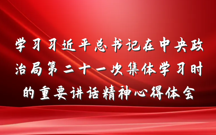 学习习近平总书记在中央政治局第二十一次集体学习时的重要讲话精神心得体会