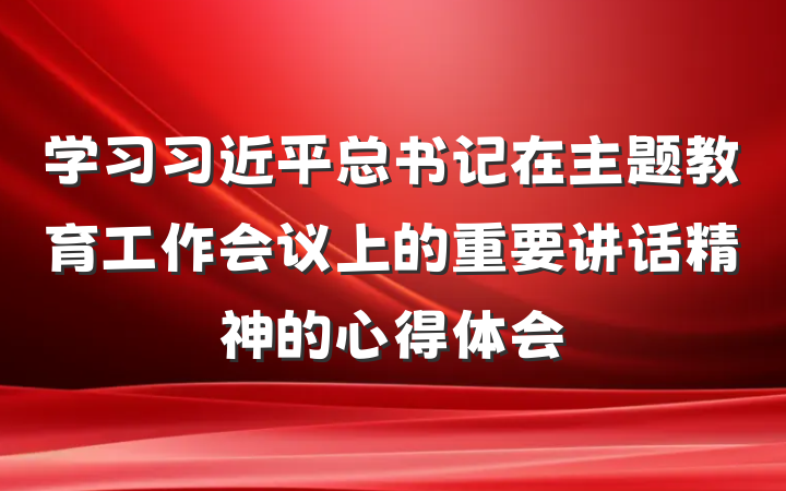 学习习近平总书记在主题教育工作会议上的重要讲话精神的心得体会