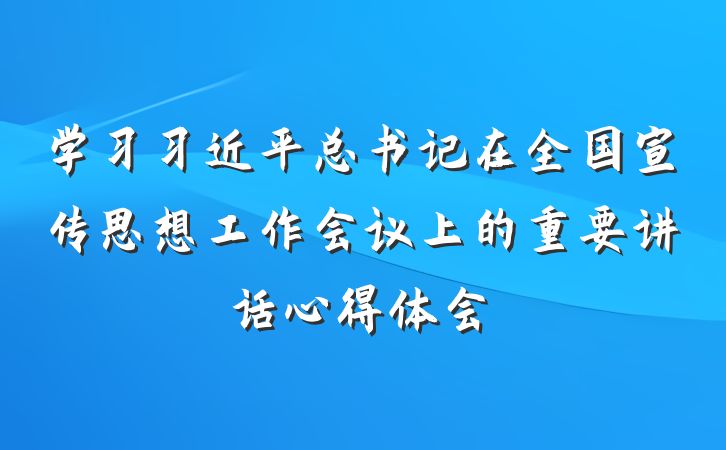 学习习近平总书记在全国宣传思想工作会议上的重要讲话心得体会