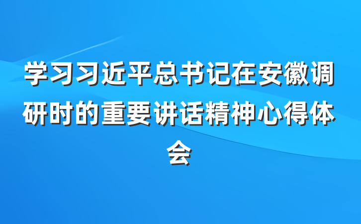 学习习近平总书记在安徽调研时的重要讲话精神心得体会