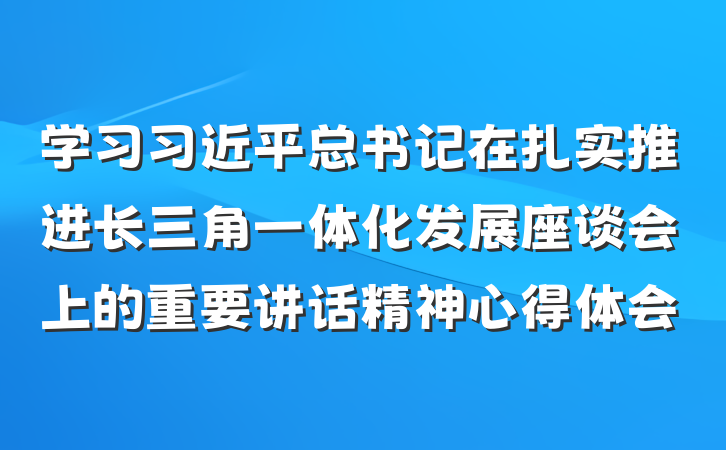 学习习近平总书记在扎实推进长三角一体化发展座谈会上的重要讲话精神心得体会