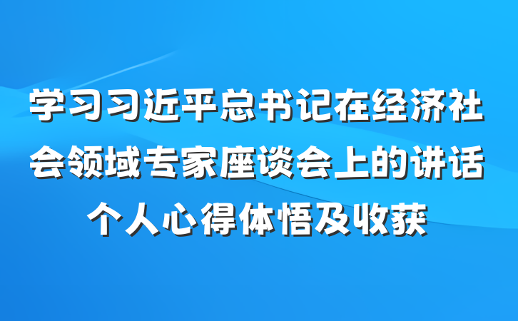学习习近平总书记在经济社会领域专家座谈会上的讲话个人心得体悟及收获