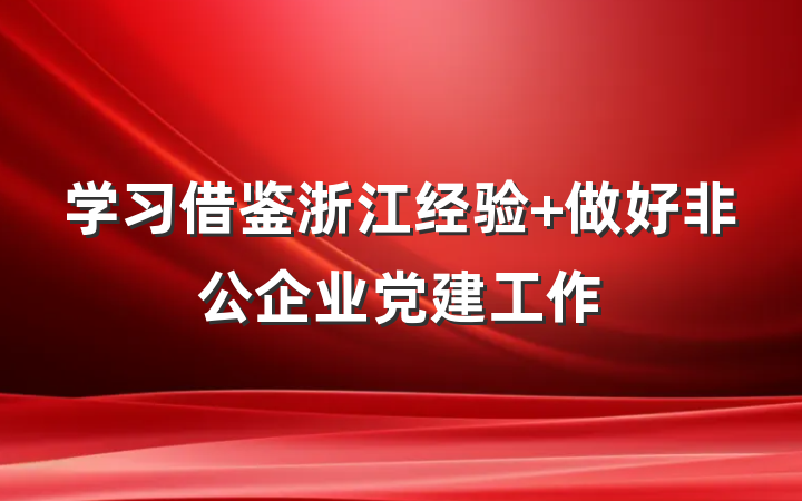 学习借鉴浙江经验 做好非公企业党建工作