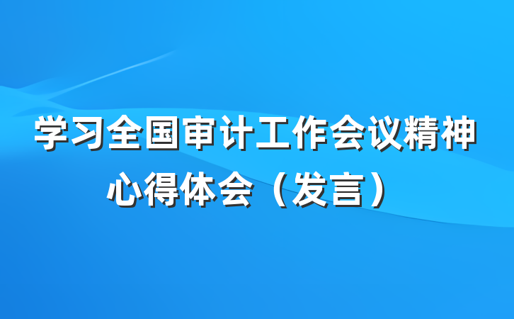 学习全国审计工作会议精神心得体会（发言）