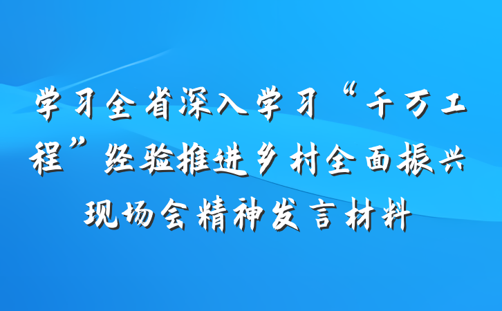 学习全省深入学习“千万工程”经验推进乡村全面振兴现场会精神发言材料