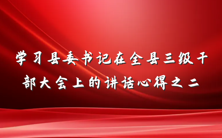 学习县委书记在全县三级干部大会上的讲话心得之二