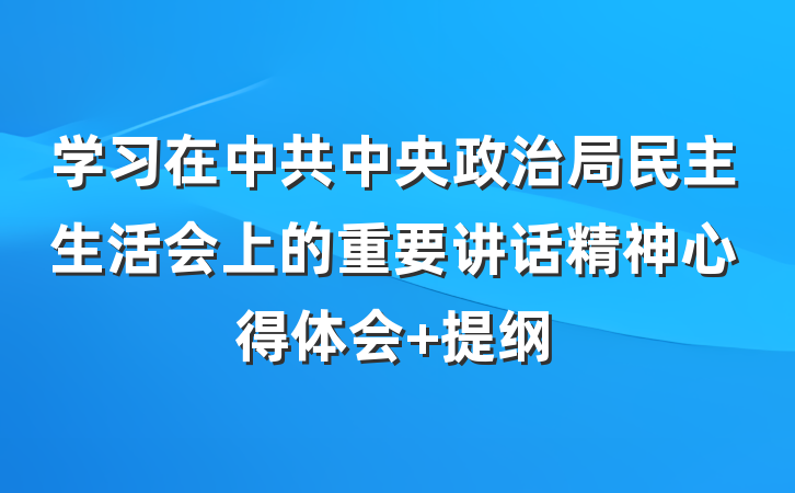 学习在中共中央政治局民主生活会上的重要讲话精神心得体会 提纲