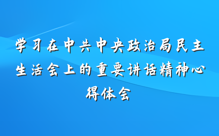 学习在中共中央政治局民主生活会上的重要讲话精神心得体会
