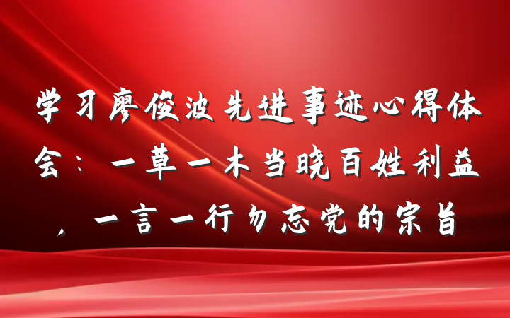 学习廖俊波先进事迹心得体会：一草一木当晓百姓利益，一言一行勿忘党的宗旨