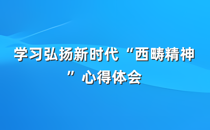 学习弘扬新时代“西畴精神”心得体会