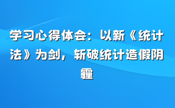 学习心得体会：以新《统计法》为剑，斩破统计造假阴霾