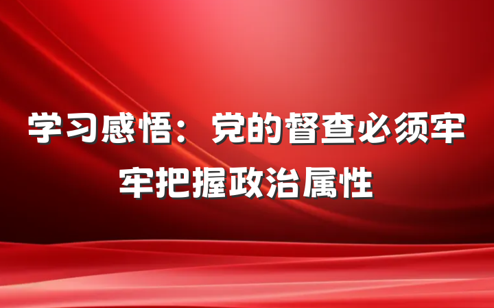 学习感悟：党的督查必须牢牢把握政治属性