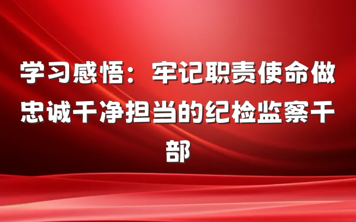 学习感悟：牢记职责使命做忠诚干净担当的纪检监察干部