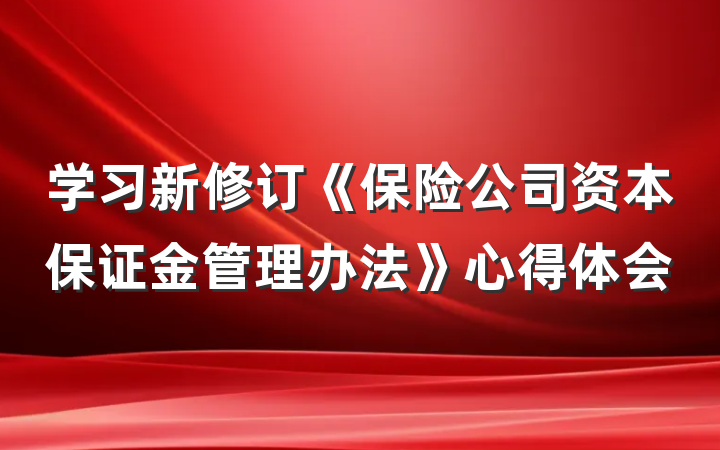学习新修订《保险公司资本保证金管理办法》心得体会