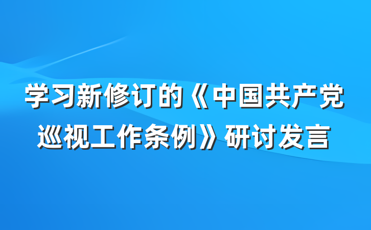 学习新修订的《中国共产党巡视工作条例》研讨发言